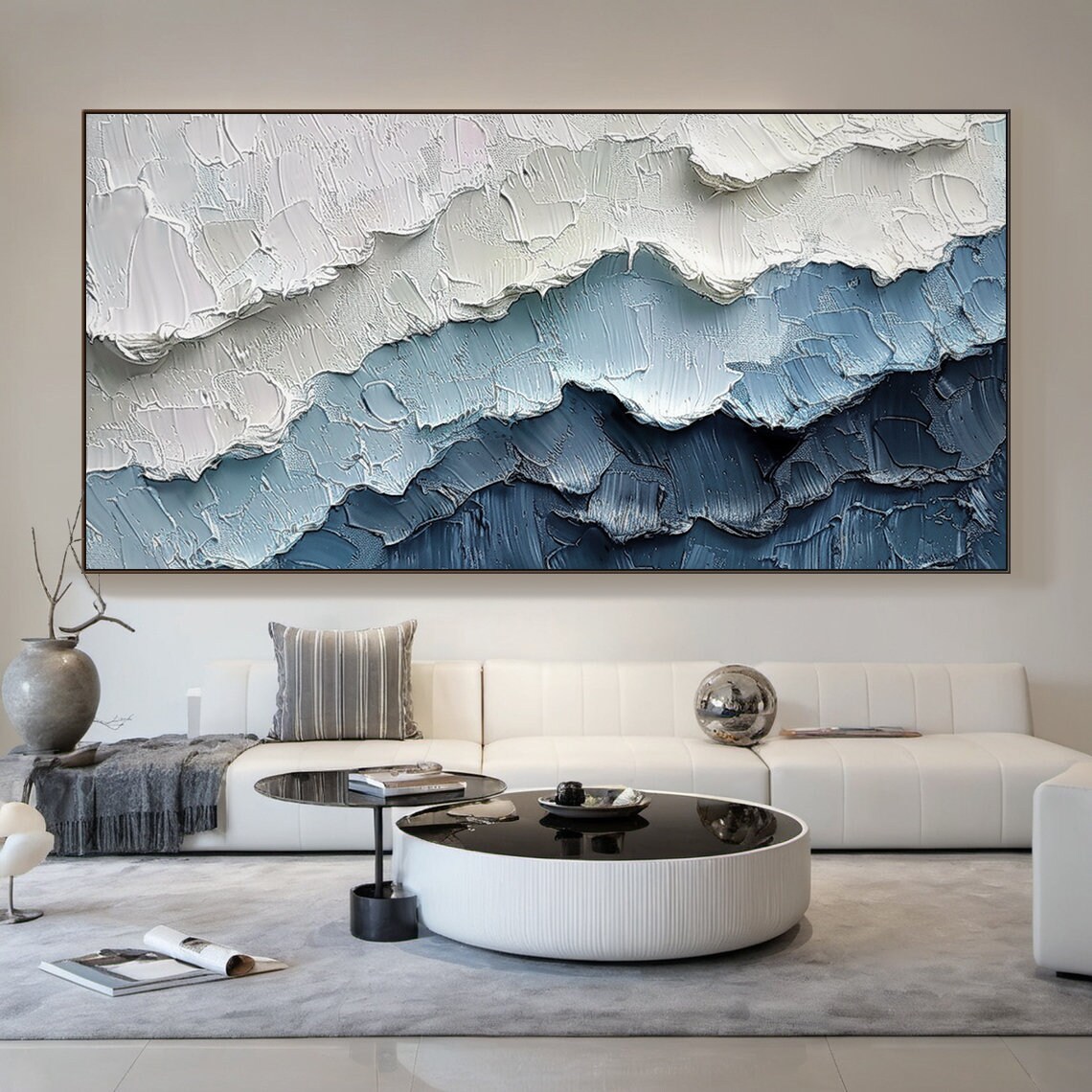 Seaside Abstract Oil Painting, Coastal Beach Art Print