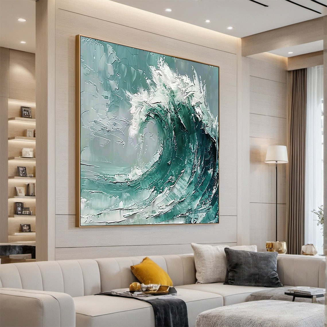 Emerald Green Ocean Wave Curl Impasto Textured Seascape Art Poster - Image 5