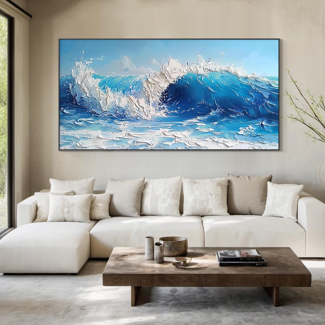 Blue Raging Ocean Waves Abstract Art Print