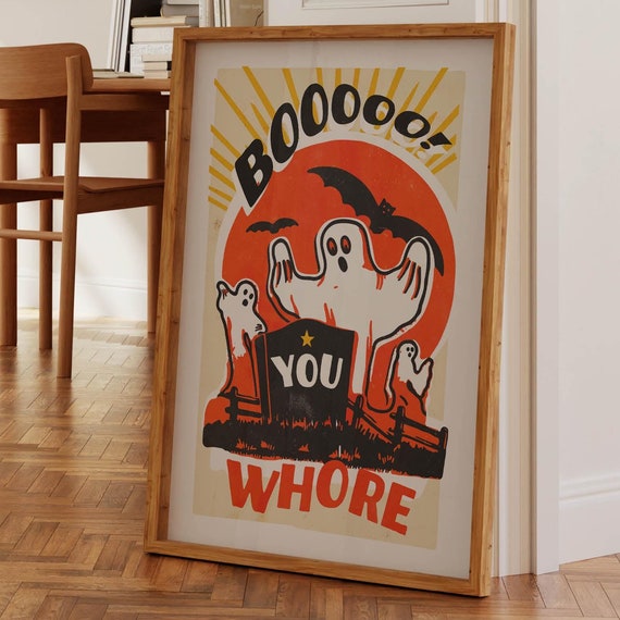 Funny Halloween Retro Art Print, Kitchen Wall Decor