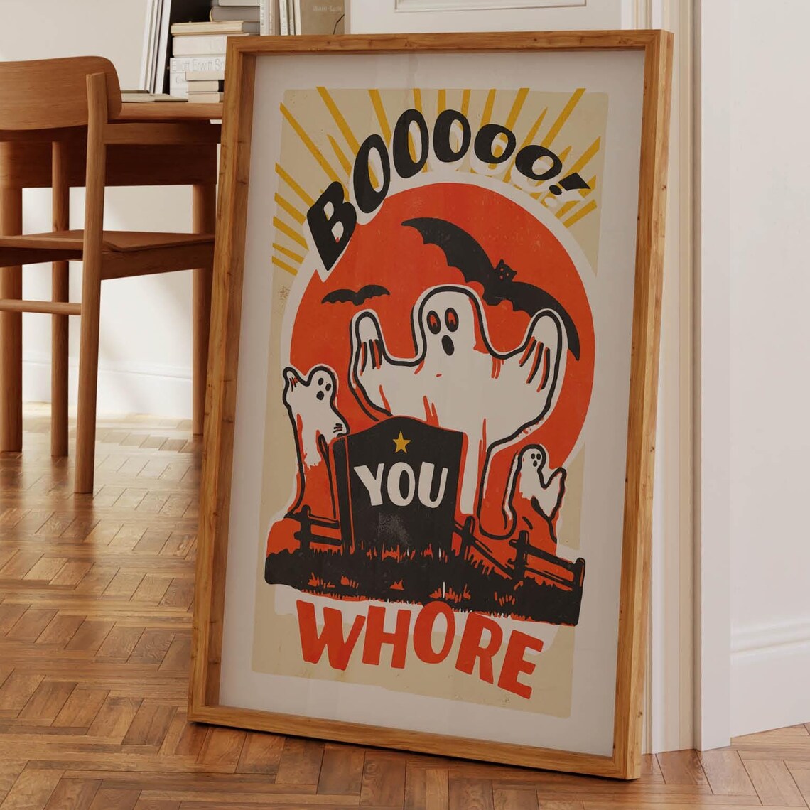 Funny Halloween Retro Art Print, Kitchen Wall Decor