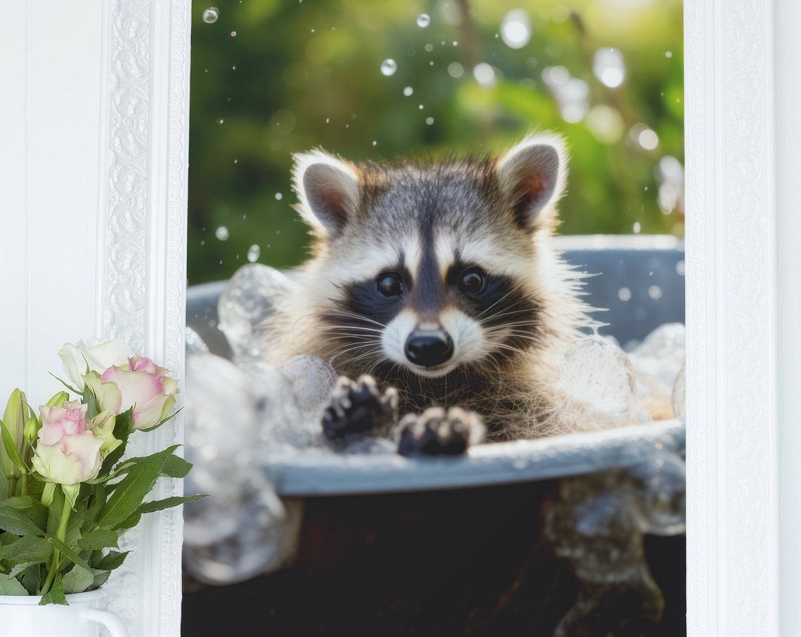 Raccoon Print, Nursery Decor Poster