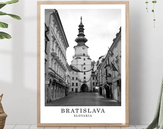 Bratislava Travel Print Black And White Photo City Landmark Wall Art Decor Poster Gift