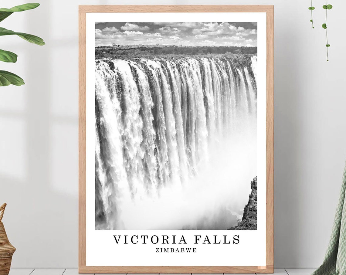 Victoria Falls Zambezi River Panorama Black and White Poster