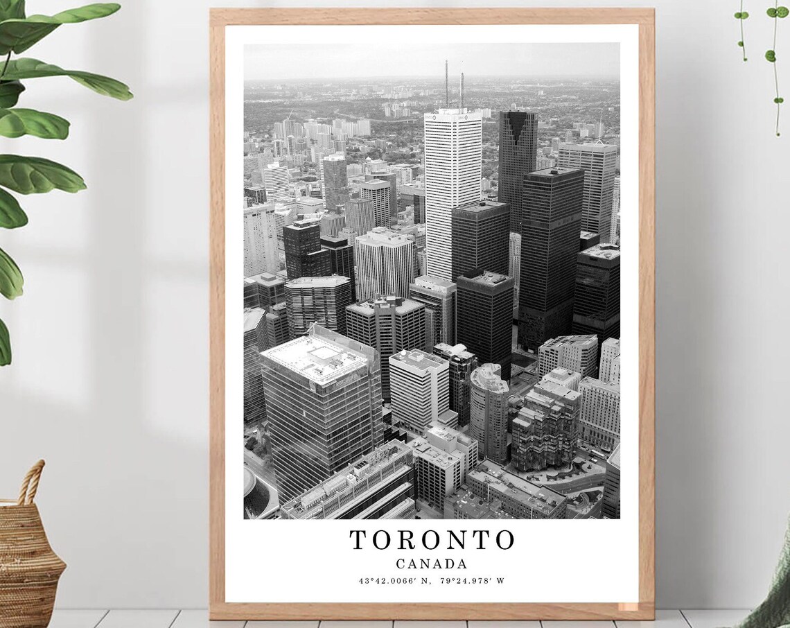Toronto Canada Downtown Aerial Skyline Black And White Travel Photo Poster