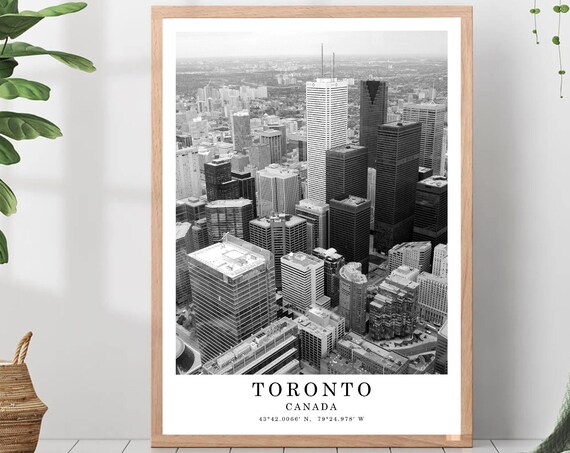 Toronto Canada Downtown Aerial Skyline Black And White Travel Photo Poster