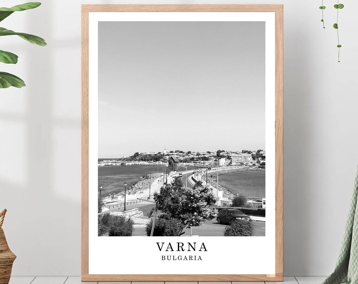 Varna Coastal Seaside Promenade Black And White Bulgaria Poster