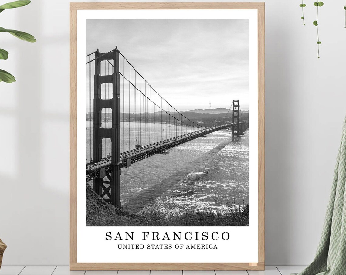 San Francisco Travel Poster, Black And White City Landmark