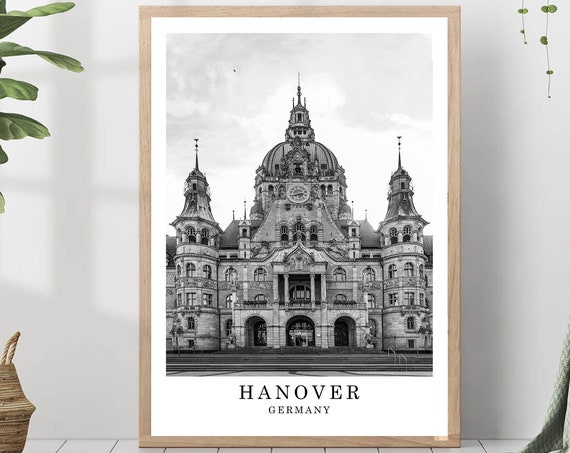 Hanover Travel Print Black And White Photo City Landmark Poster Wall Art Decor Gift