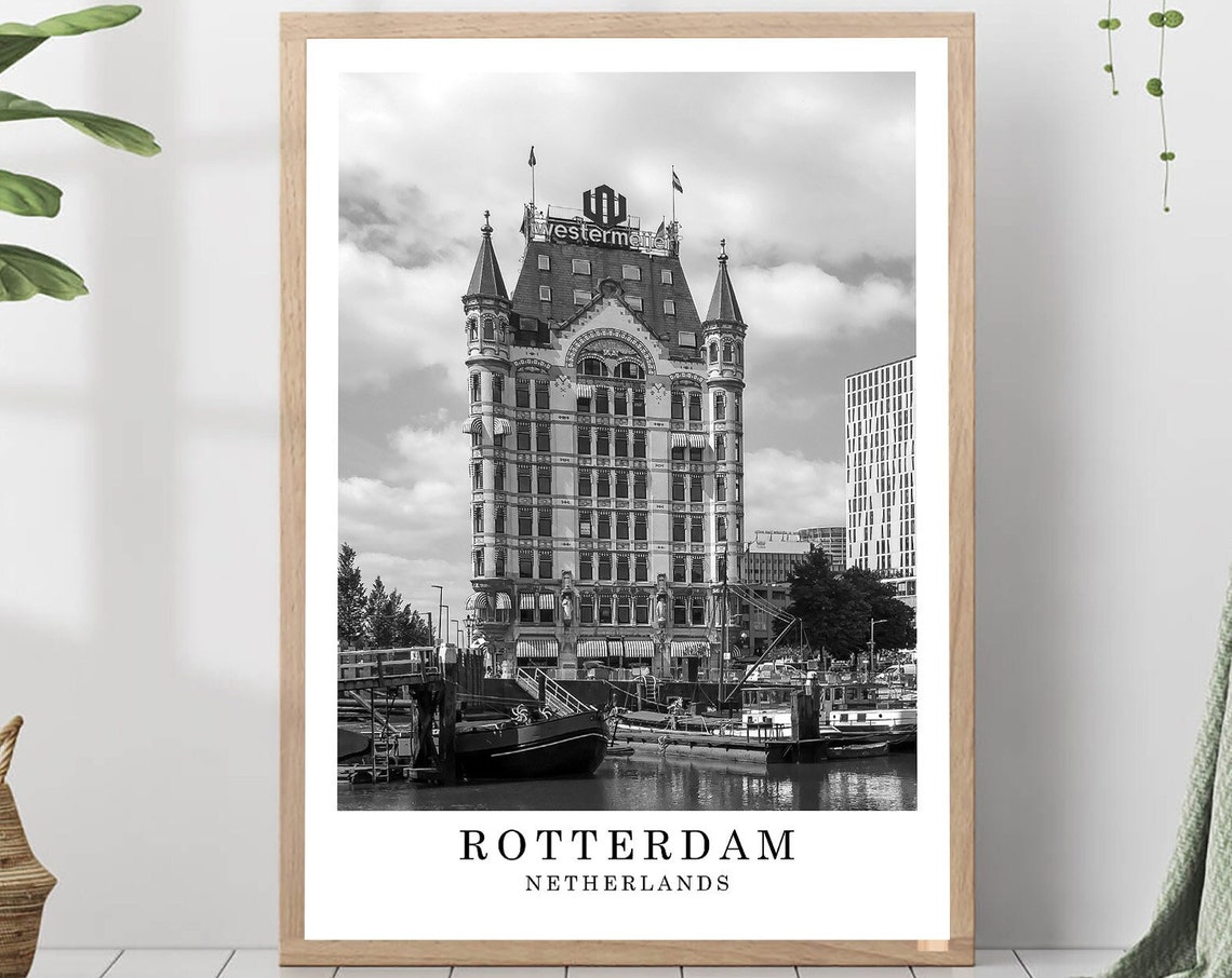 Rotterdam Witte Huis Historic Landmark Black White Photo Poster