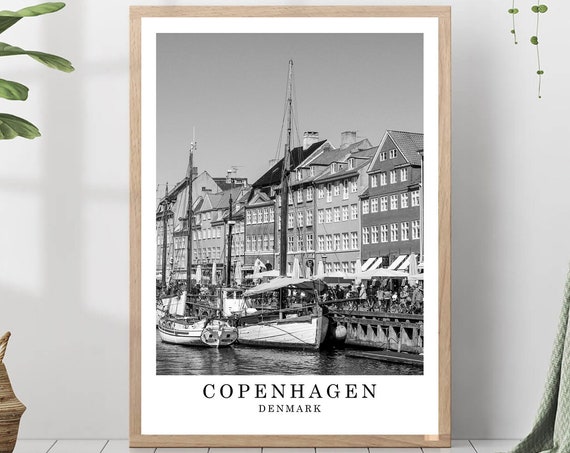 Copenhagen Denmark Black and White Travel Poster