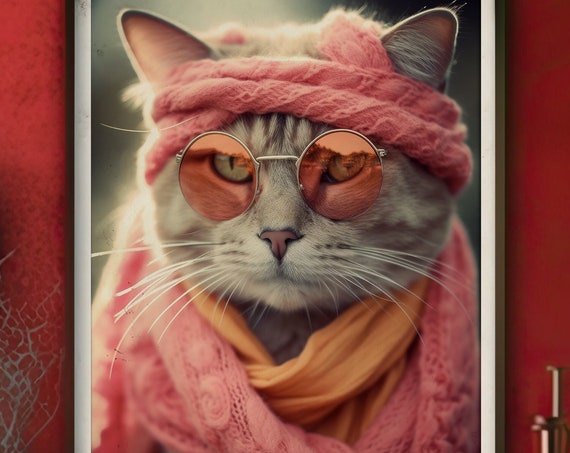 Vintage Cat Poster Funny Cat Poster Cat Poster Cat Poster Gift For Cat Lover Cat Wall Art Christmas Gift Black Cat Lover Bathroom Wall Art