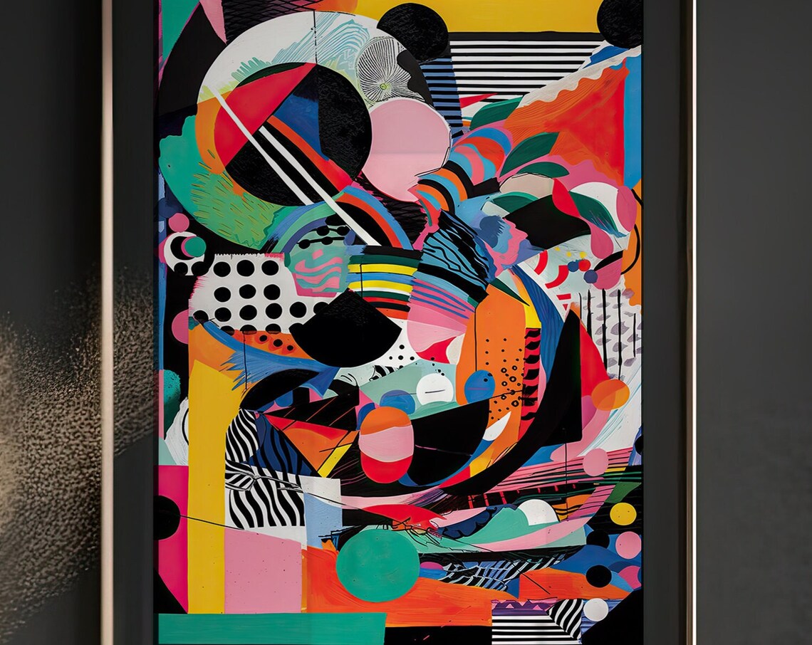 Colorful Geometric Abstract Pop Art Collage Modern Decor Poster