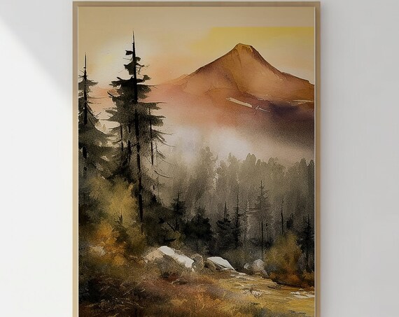 Print Abstract Painting Bedroom Print Watercolour Neutral Beige Mountain Wall Art Nordic Wall Art Home Decor Living Room