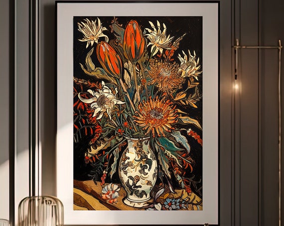 Moody Floral Art Elegant Art Dark Moody Wall Art Wall Art Home Decor Vintage Poster Antique Botanical Print