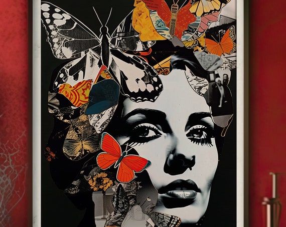 Art Modern Farmhouse Vintage Wall Art Butterfly Wall Art Butterflies Print Botanical Print Vintage Ink Drawing