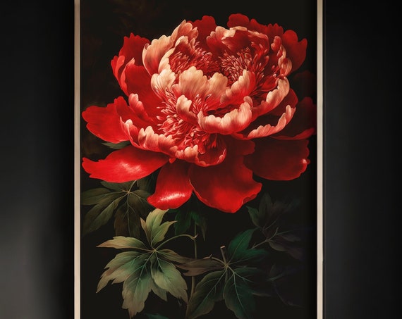 Maximalist Decor Bohemian Minimalist Art Print Moody Art Flower Dark Floral Art Plant Illustration Print Rich Earth Tones