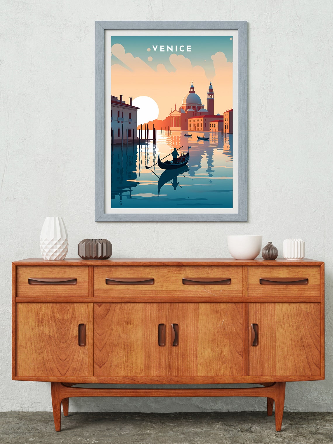 Venice Sunset Gondola Lagoon Basilica Reflection Travel Poster - Image 2