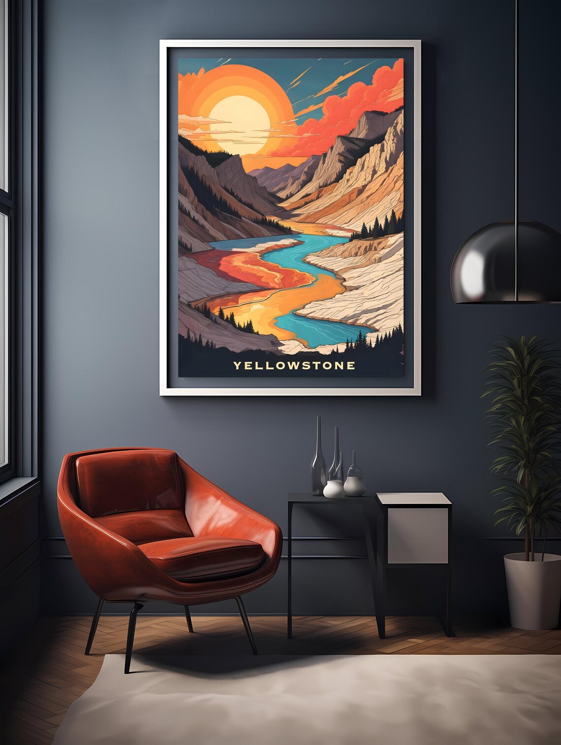 Yellowstone Canyon River Sunset National Park Scenic Travel Poster - Image 2