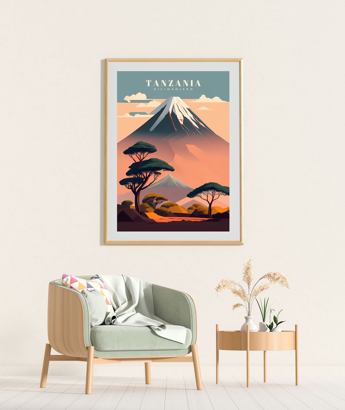 Tanzania Kilimanjaro Snowy Summit Acacia Dusk Savanna Travel Poster - Image 2