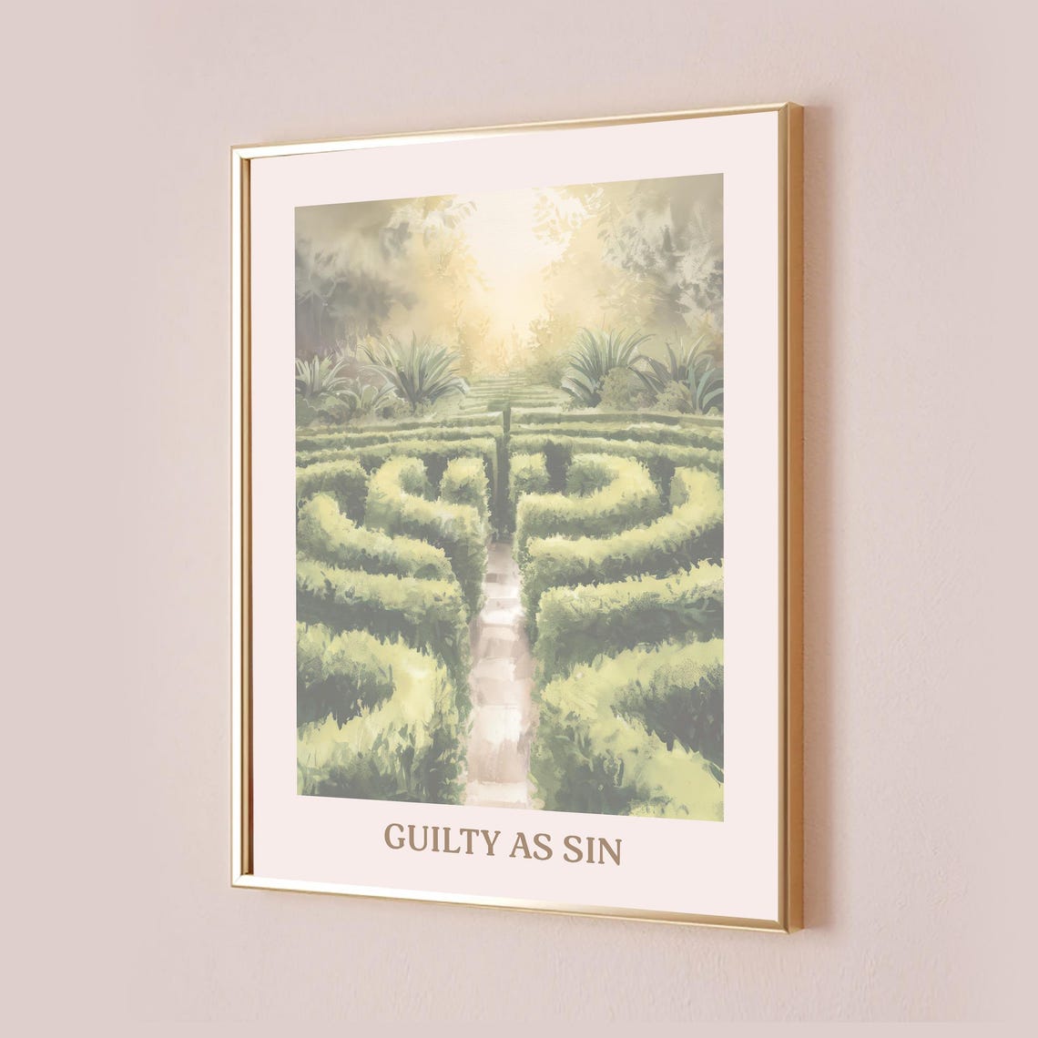 Guilty as Sin Sunlit Garden Maze Lyric Poster Hedge Path Art