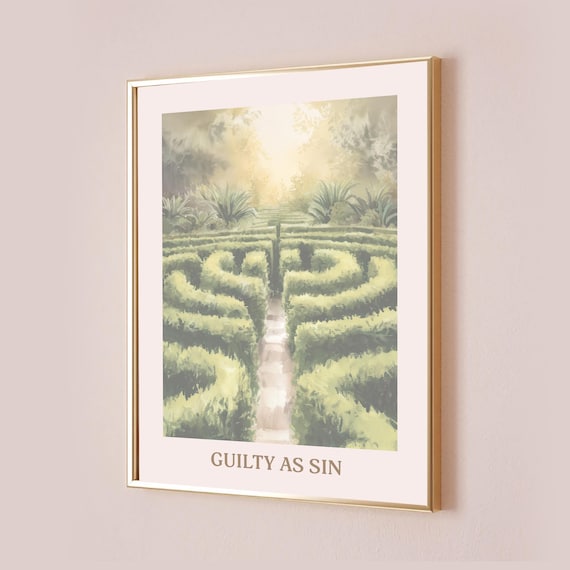 Guilty as Sin Sunlit Garden Maze Lyric Poster Hedge Path Art