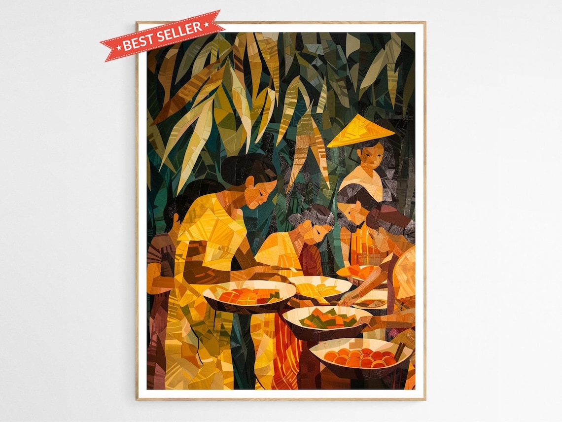 Filipino Feast Kamayan Art Print, Cultural Celebration