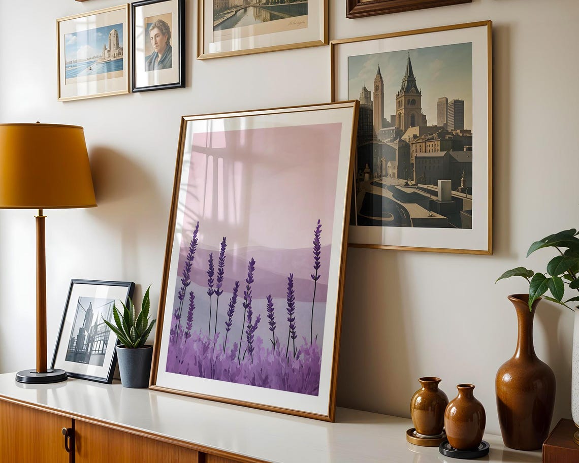 Minimalist Lavender Sprigs On Soft Lilac Background Airy Style Poster - Image 4