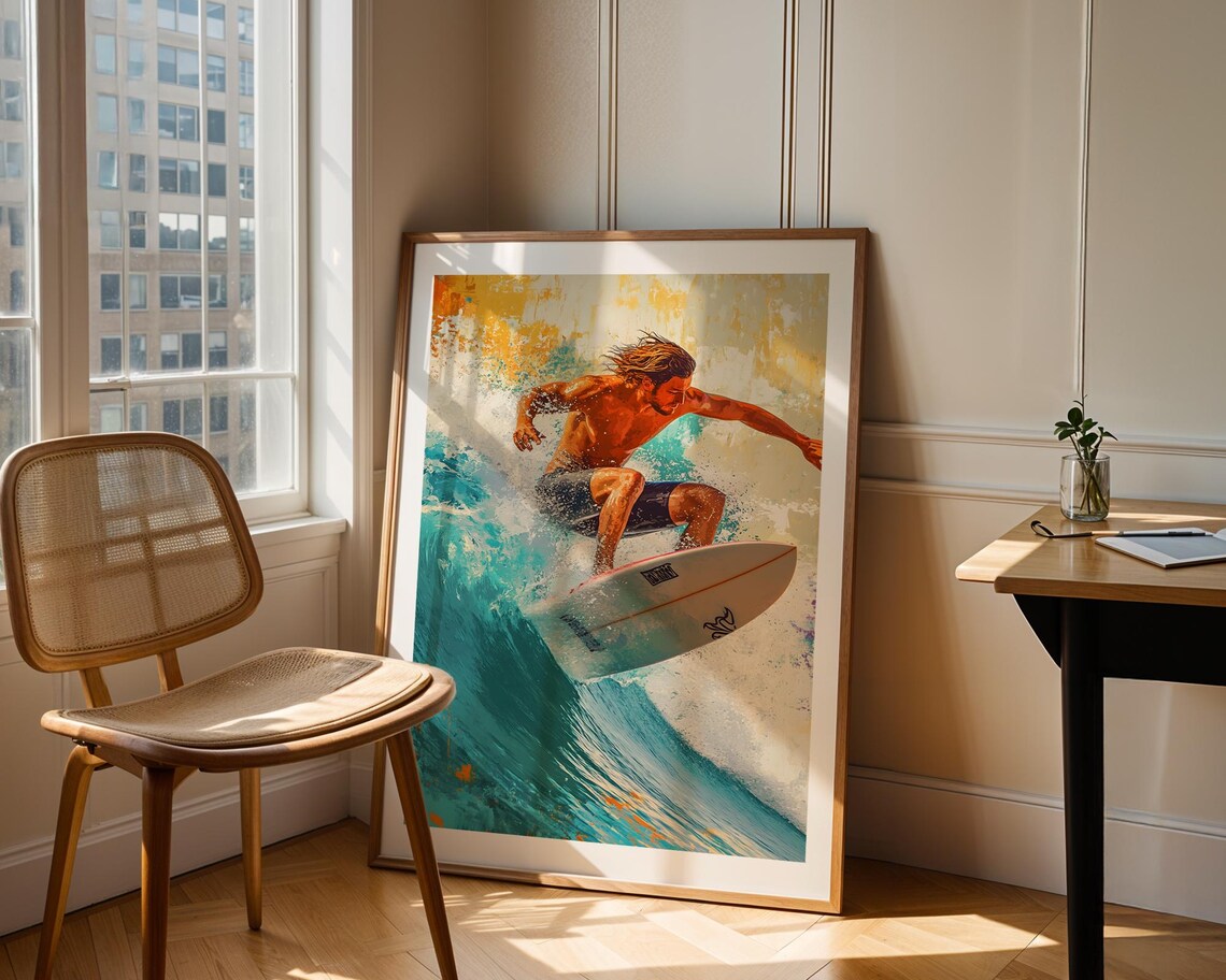 Surfing Ocean Wave Extreme Sport Art Print Trendy Wall Room Decor Prints Poster Modern - Image 2