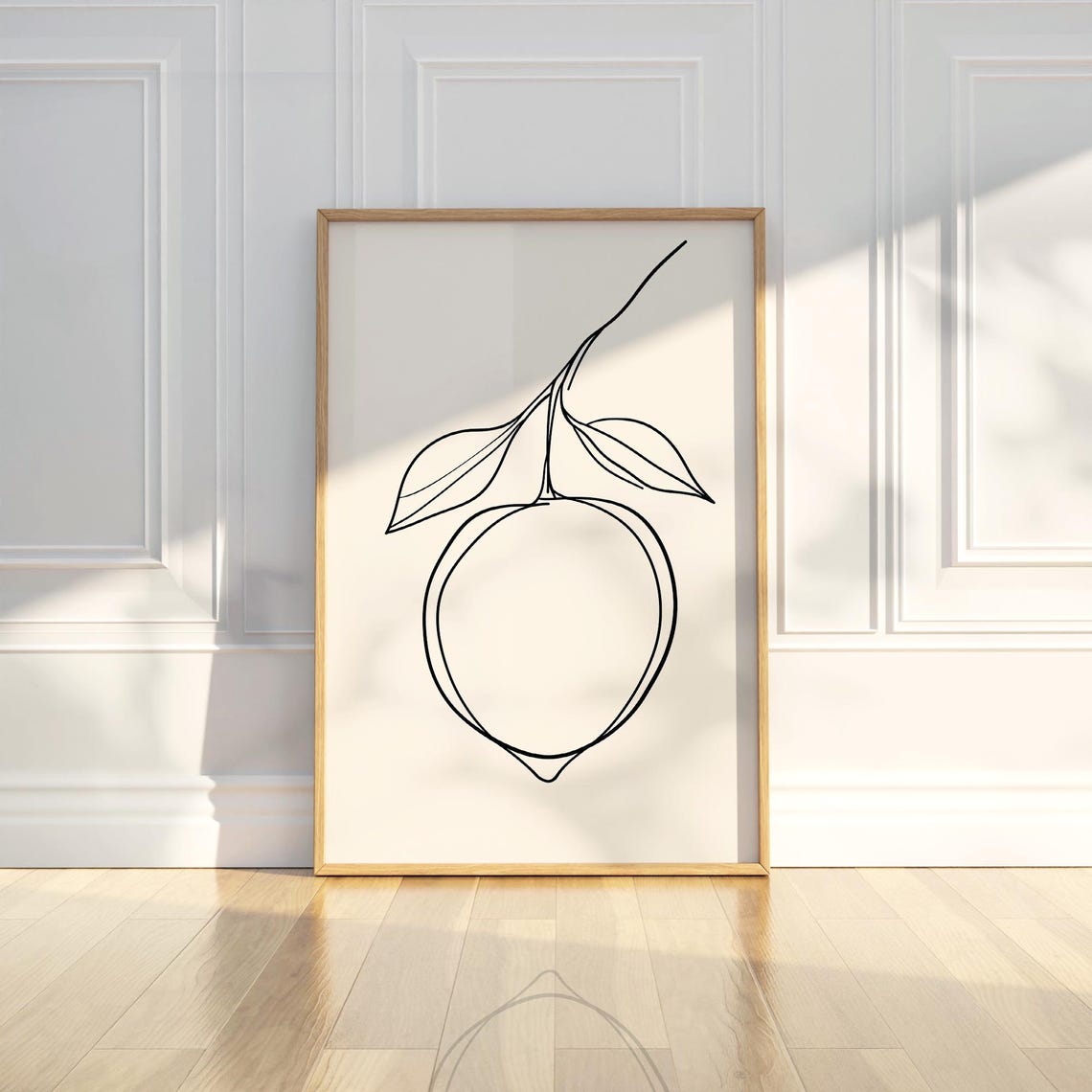 Fresh Lemon Fruit Line Art Minimalist Citrus Kitchen Decor Poster