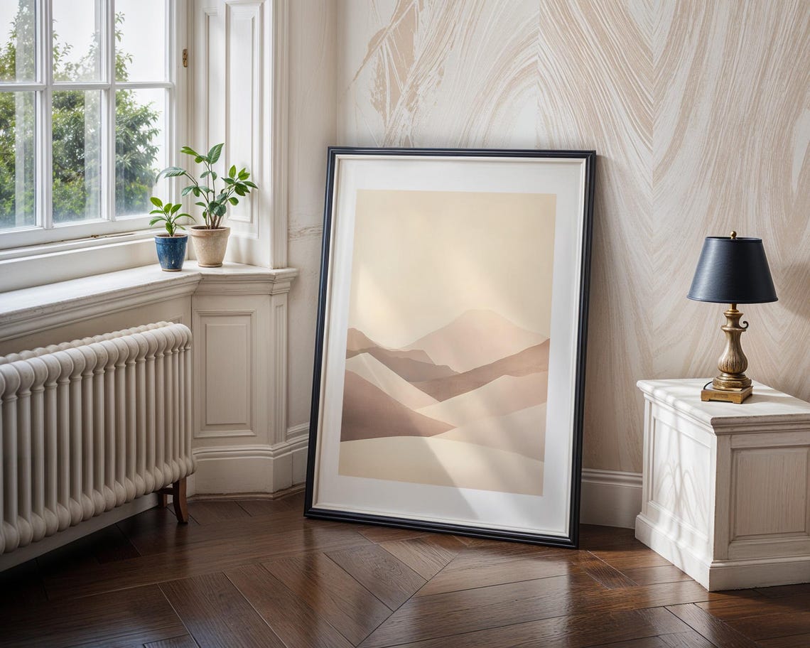 Minimalist Abstract Beige Mountain Layers Soft Neutral Art Poster - Image 4