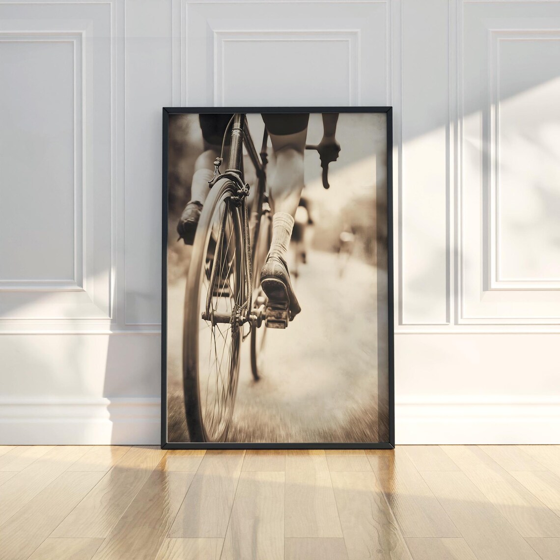Vintage Bicycle Race Pedaling Sepia Photo Retro Cycling Art Poster
