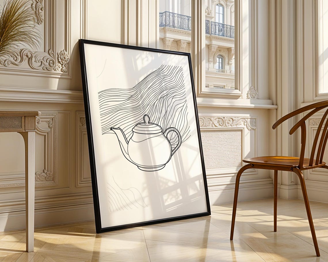 Minimalist Teapot Line Art Poster for Cozy Kitchen Wall Decor - Image 3