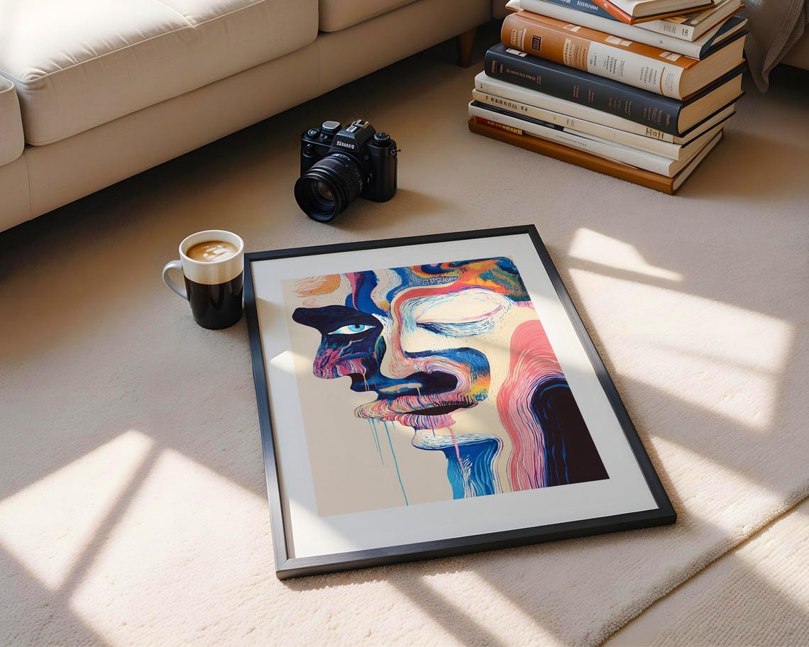 Colorful Abstract Melting Face Psychedelic Surreal Portrait Poster - Image 6