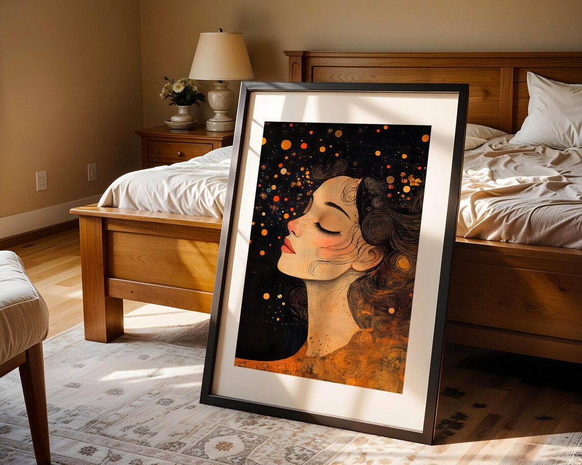 Golden Ember Woman Profile Black and Gold Modern Elegant Poster - Image 5