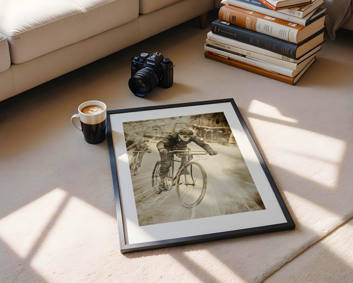 Retro Cyclists Racing Motion Sepia Sport Vintage Bike Race Poster - Image 5