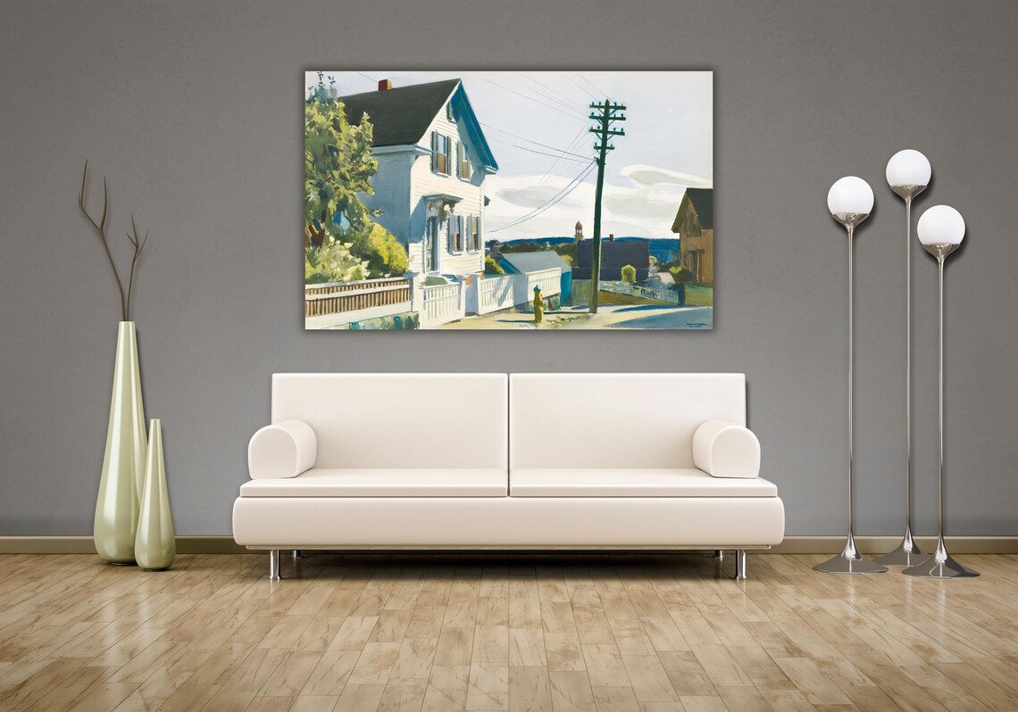 Hopper White Clapboard House Street Corner Americana Art Poster - Image 2