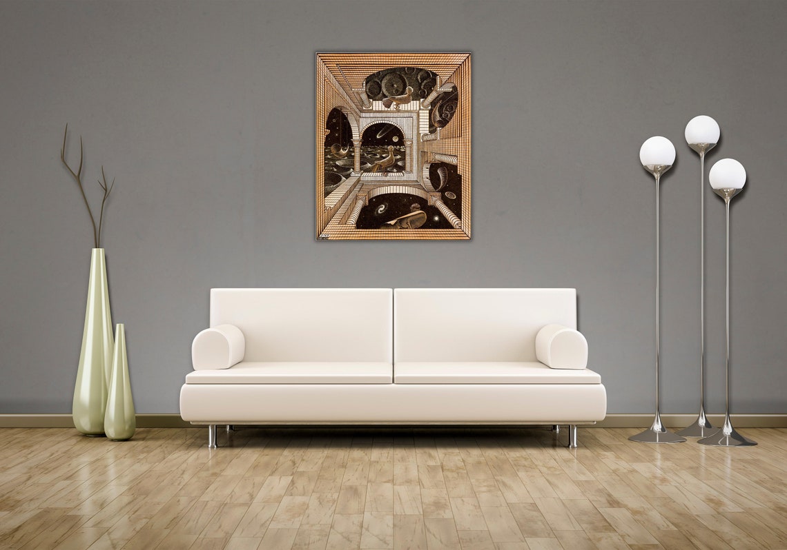 M C Escher Another World II Birds Surreal Optical Illusion Poster - Image 3