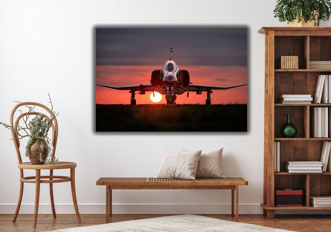 Fighter Jet Sunset Silhouette Head On Runway Aviation Photo Poster - Image 3
