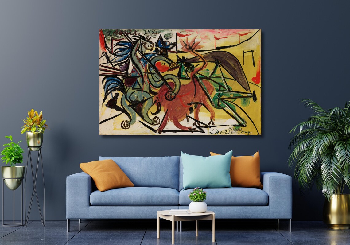 Pablo Picasso Bullfight Corrida Horse Bull Abstract Art Poster - Image 2