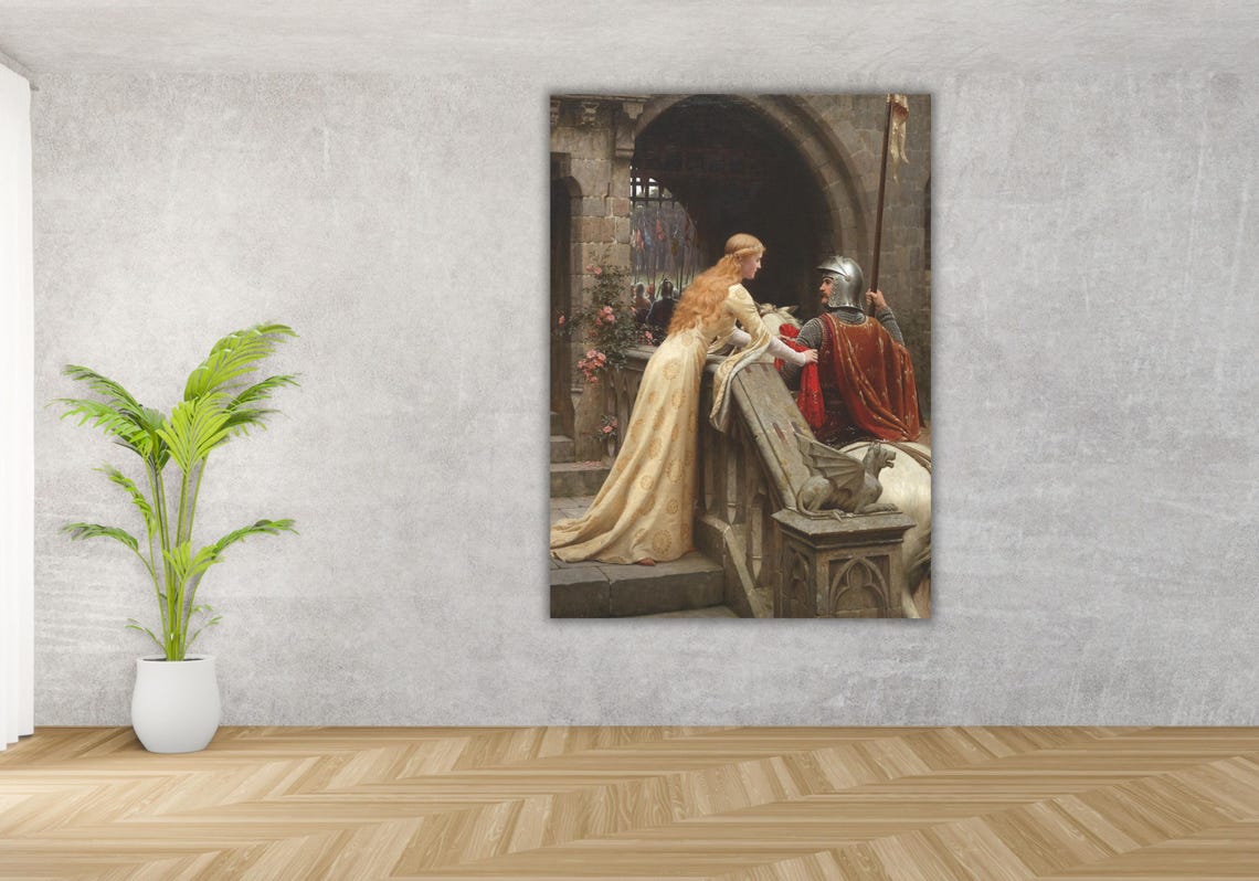 Edmund Leighton God Speed Knight Farewell Medieval Romance Poster - Image 3
