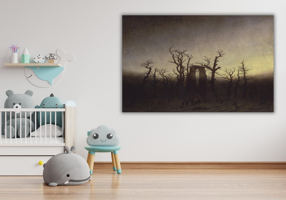 Caspar David Friedrich Abbey In The Oakwood Moonlit Gothic Poster - Image 3