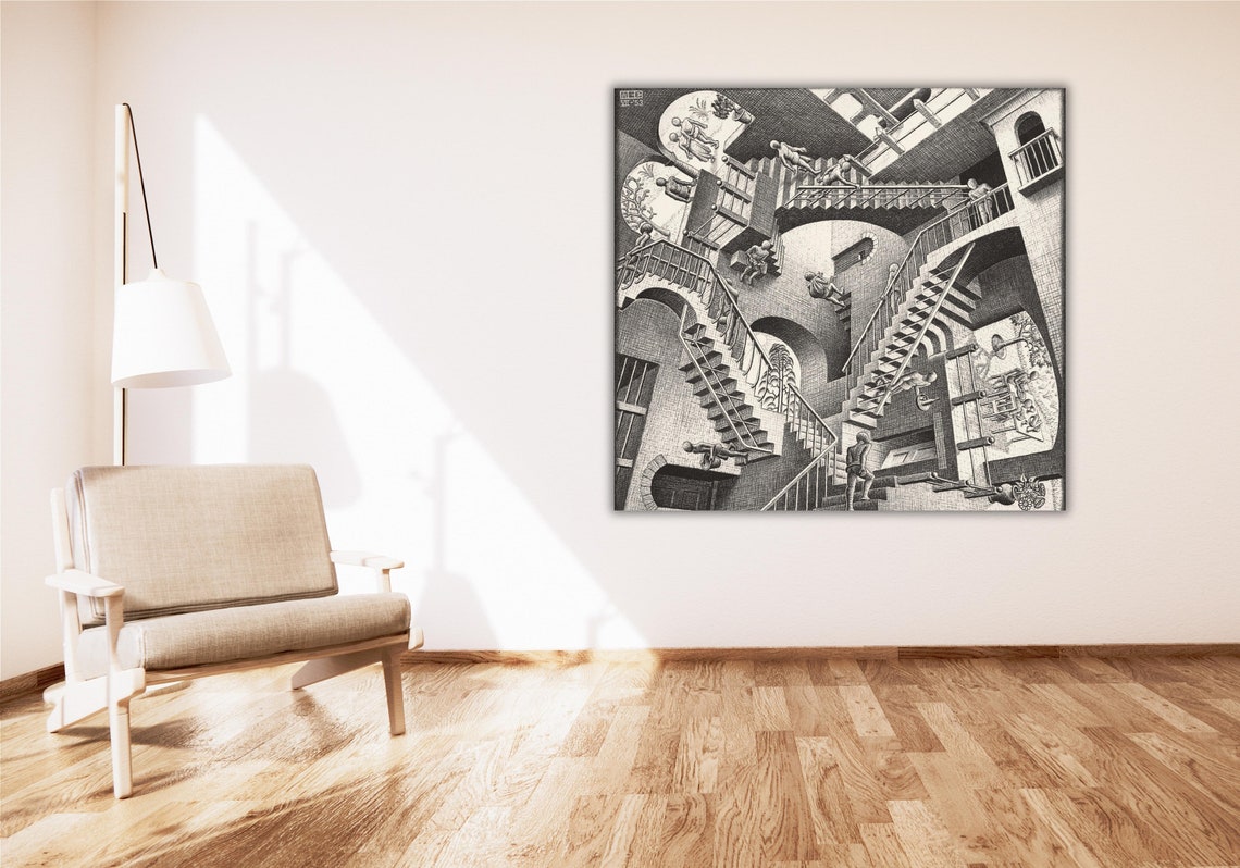 M C Escher Relativity 1953 Optical Illusion Staircase Poster - Image 3