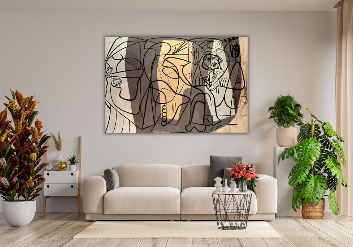 Museum Of Modern Wall Art Pablo Picasso Artist And His Model 1926 Painting Art Print Vintage Exhibition Art Poster Print Vintage Art - Image 2