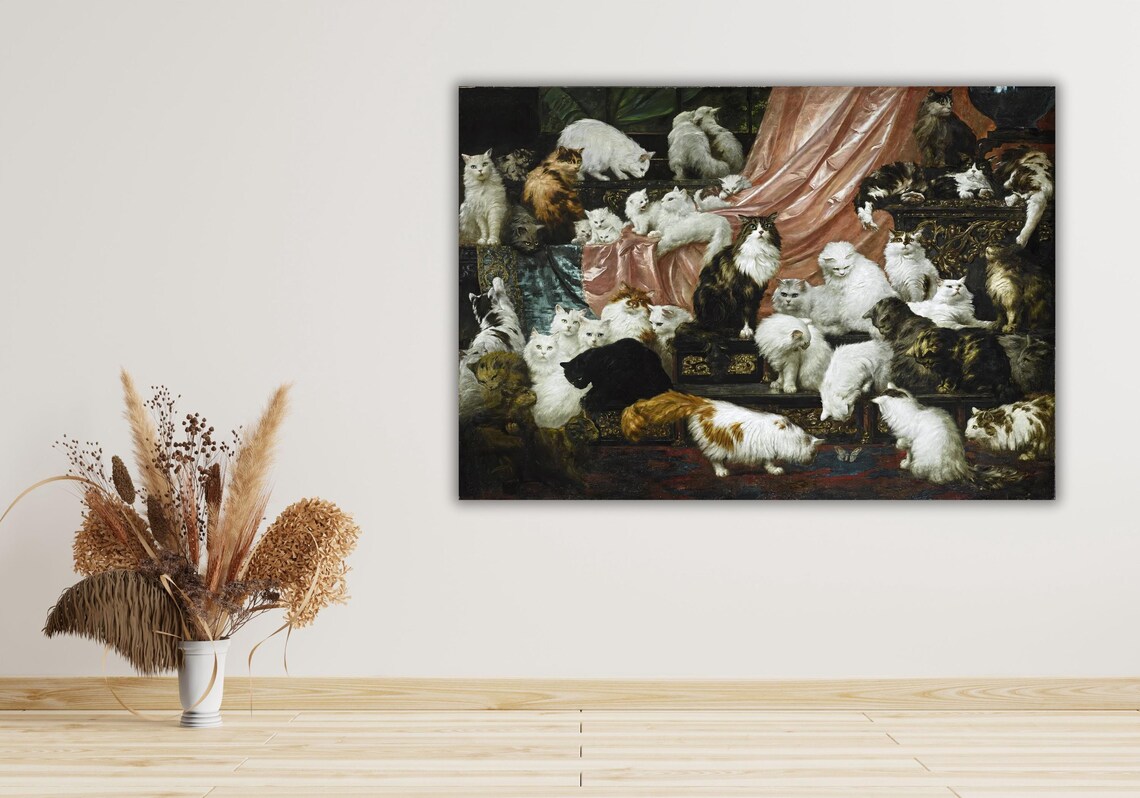 Carl Kahler My Wifes Lovers Famous Painting of Many Cats Poster - Image 2