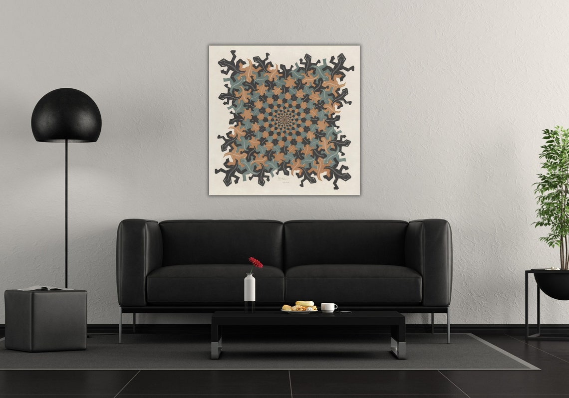 M C Escher Development III Lizard Tessellation Spiral Geometric Poster - Image 3