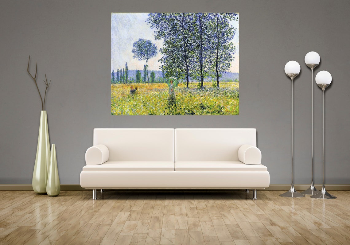Claude Monet Green Parasol Flower Meadow Impressionist Poster - Image 2