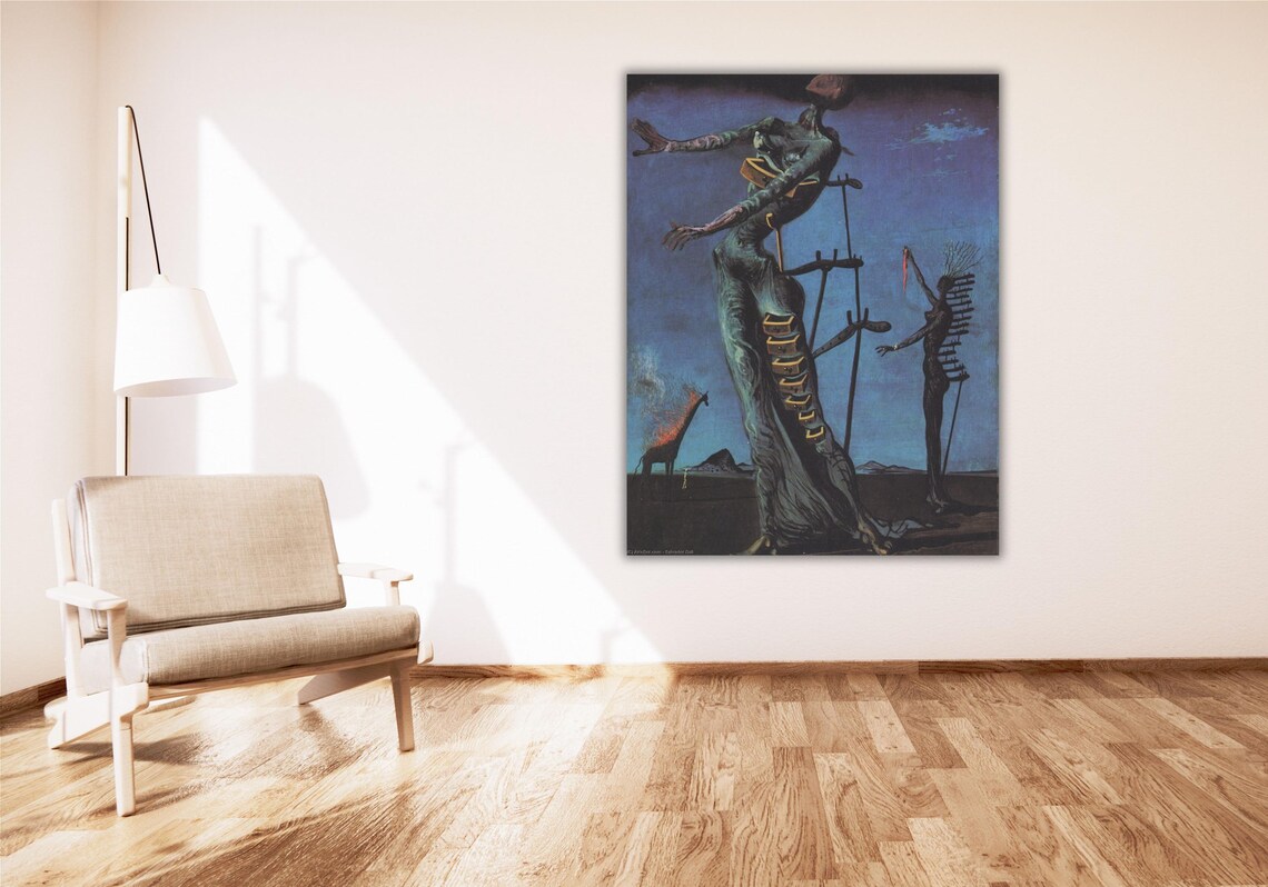 Salvador Dali The Burning Giraffe Surreal Desert Blue Dream Art Poster - Image 2