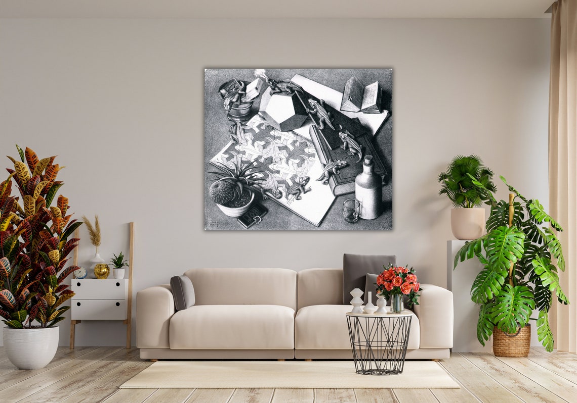 Escher Reptiles Lithograph Lizards Coming to Life Art Poster - Image 3