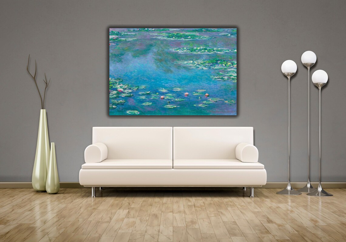 Claude Monet Water Lilies Tranquil Blue Pond Garden Painting Poster - Image 3